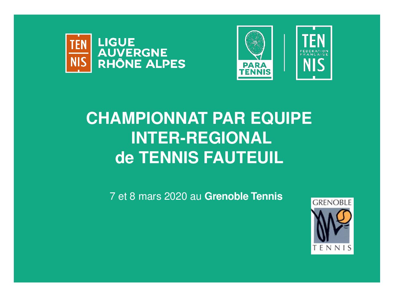 Championnat Inter Régional de Tennis Fauteuil – 7 et 8 mars 2020