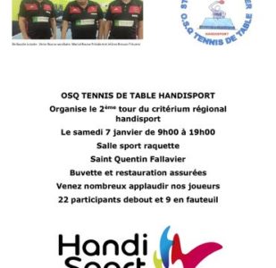 2ème tour du critérium régional handisport – Tennis de Table