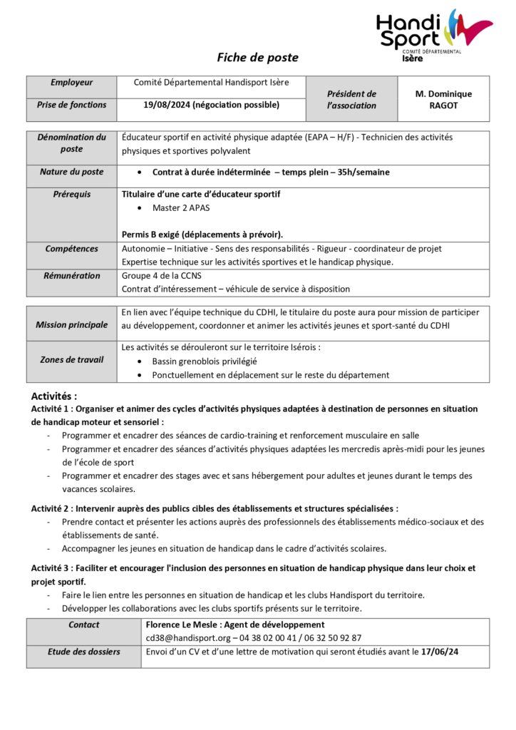 Fiche de poste